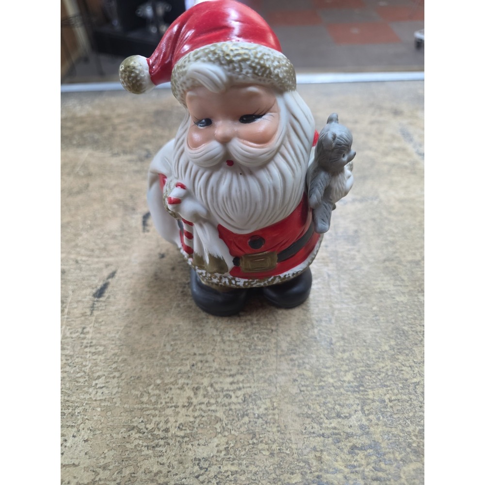 Vintage Santa Bank 6.5" Hand Painted Ceramic Homco Japan Christmas #5407